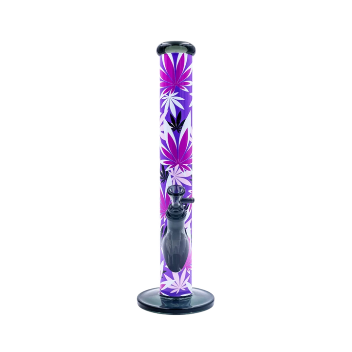 Pink Leaves Motiv auf der FIRE-FLOW x Black Leaf Glasbong