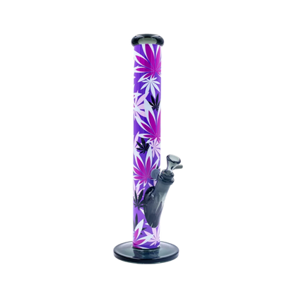 Diffusor-Chillum und Kopf der FIRE-FLOW Pink Leaves Glas Bong