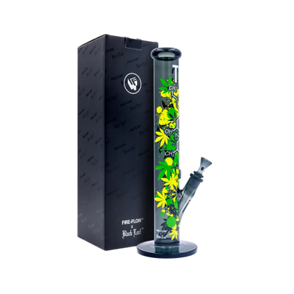 FIRE-FLOW x Black Leaf Glas Bong THC Molecule 40 cm