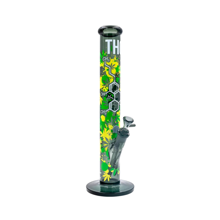 THC Molecule Motiv auf schwarzer FIRE-FLOW x Black Leaf Bong