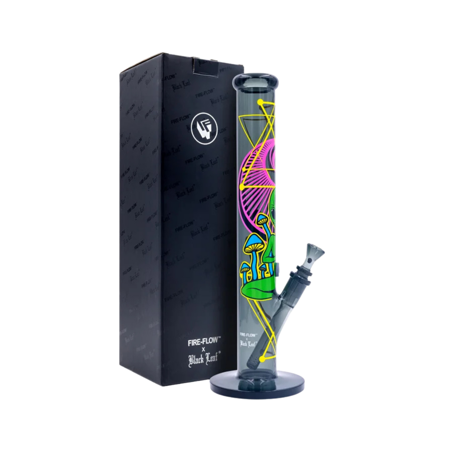 FIRE-FLOW x Black Leaf Glas Bong Trippy Alien 40 cm
