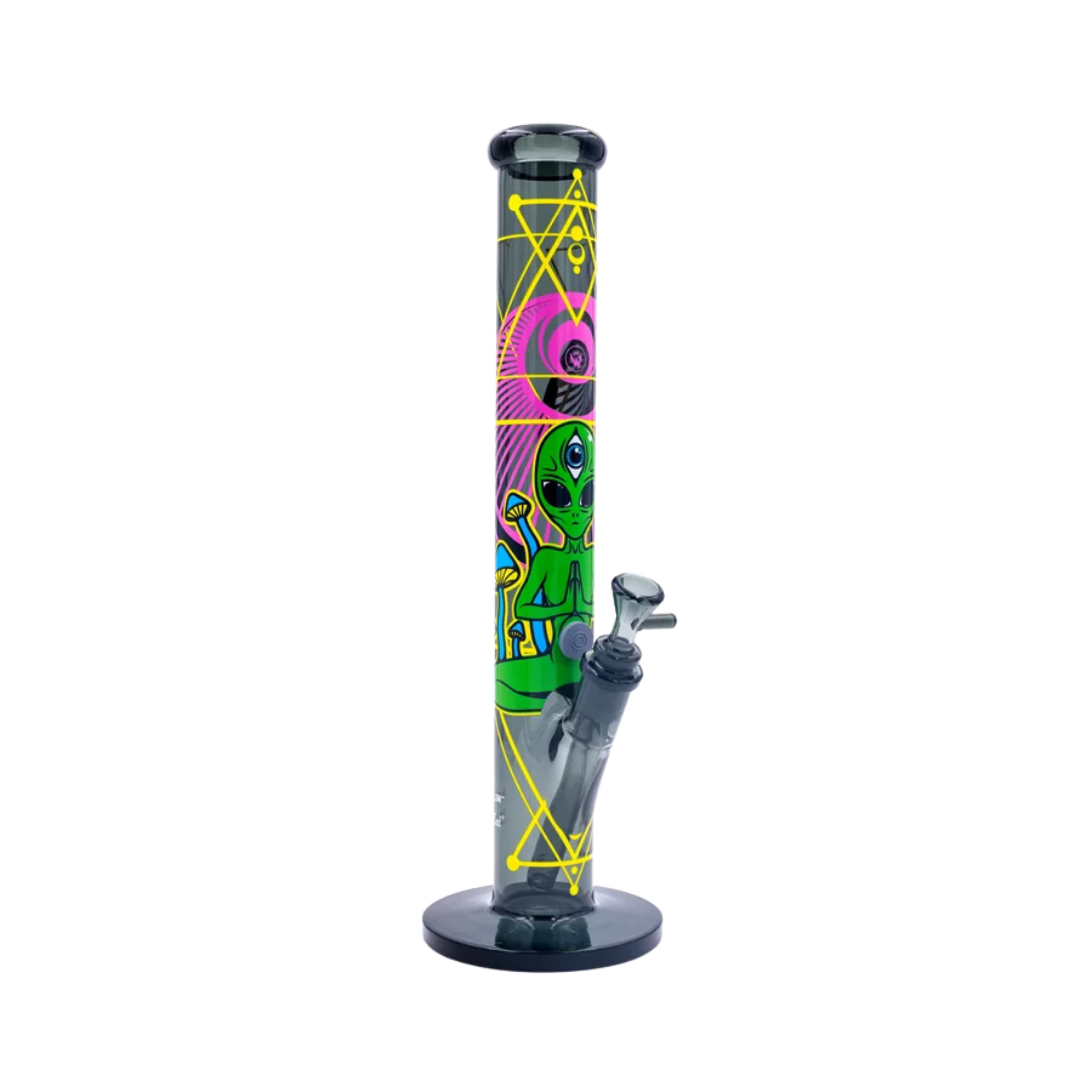 Trippy Alien Motiv auf schwarzer FIRE-FLOW x Black Leaf Bong