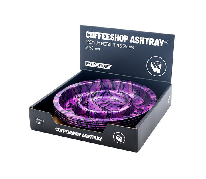 Display mit 4 FIRE-FLOW Coffeeshop Aschenbechern Leaves #33 Pink