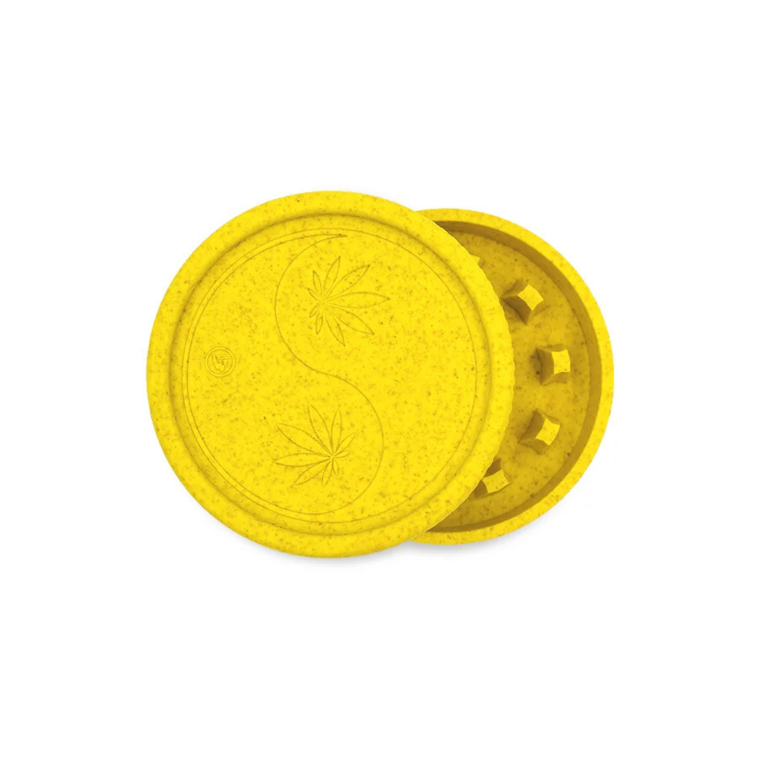 Gelber FIRE-FLOW Hemp Grinder 420 Yin Yang 55mm