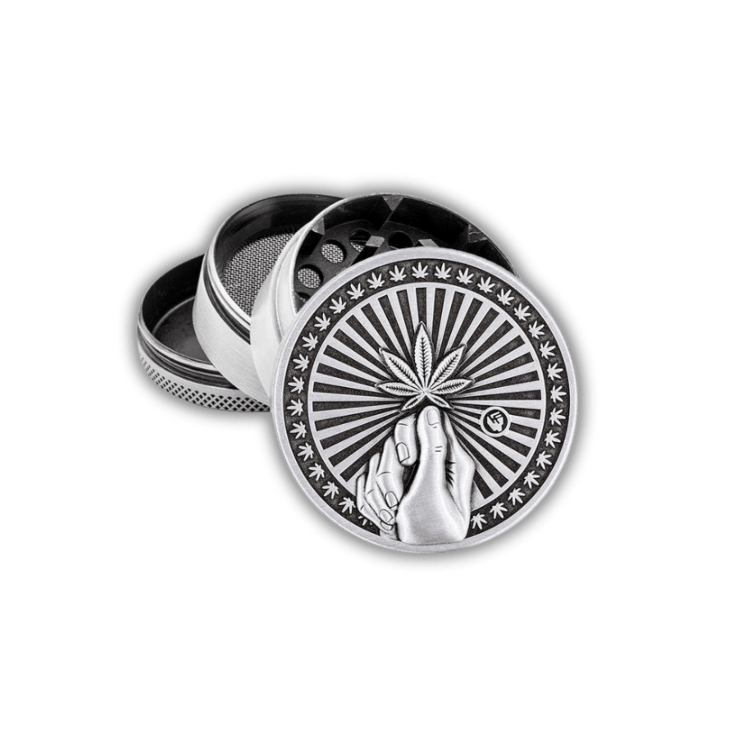 FIRE-FLOW Metall Grinder 50mm, 4-teilig, Hope, silber