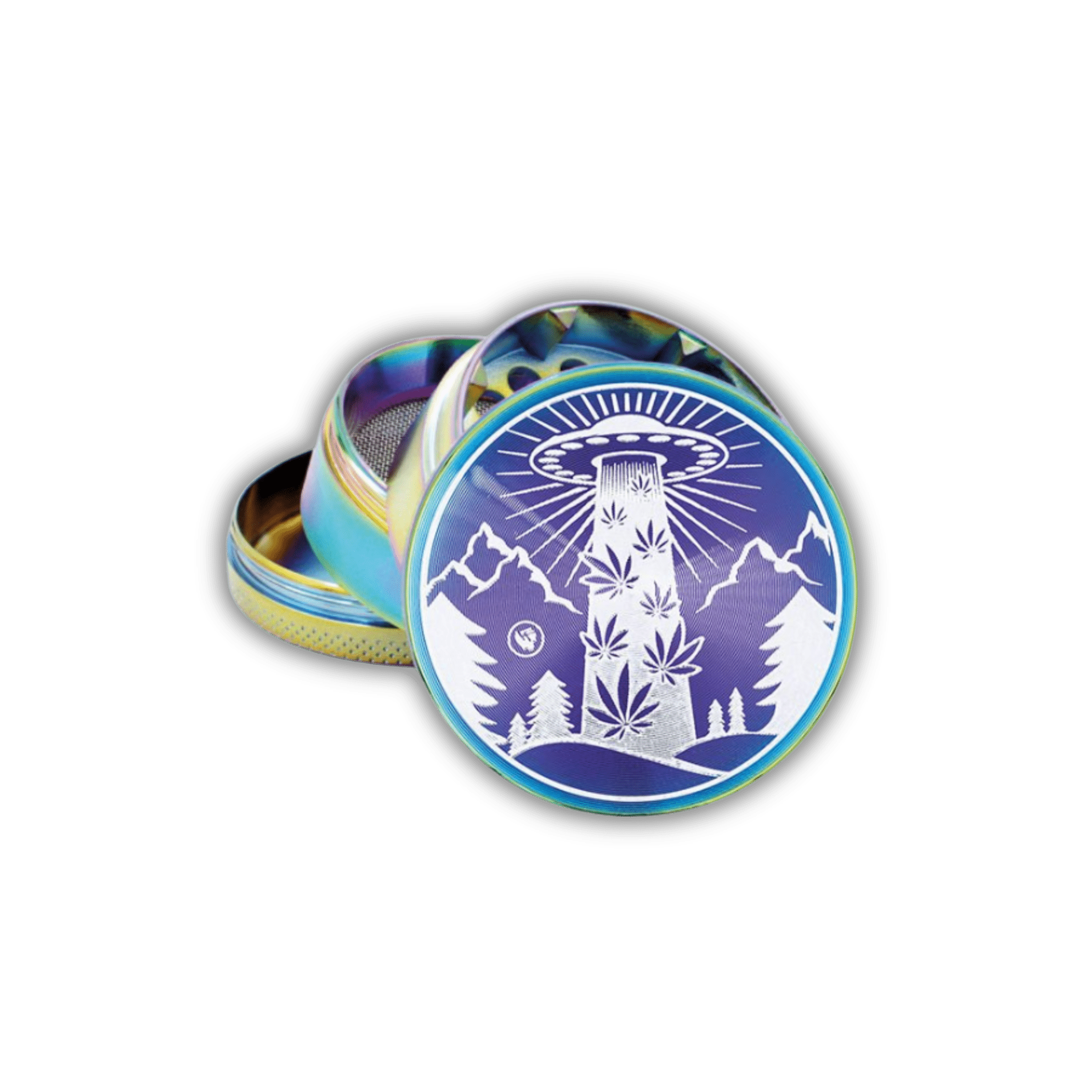 FIRE-FLOW Metall Grinder 50mm 4-teilig im Icy UFO Design