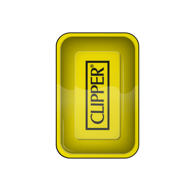 Gelbes Clipper Logo Rolling Tray aus Metall, 27,5×17,5 cm