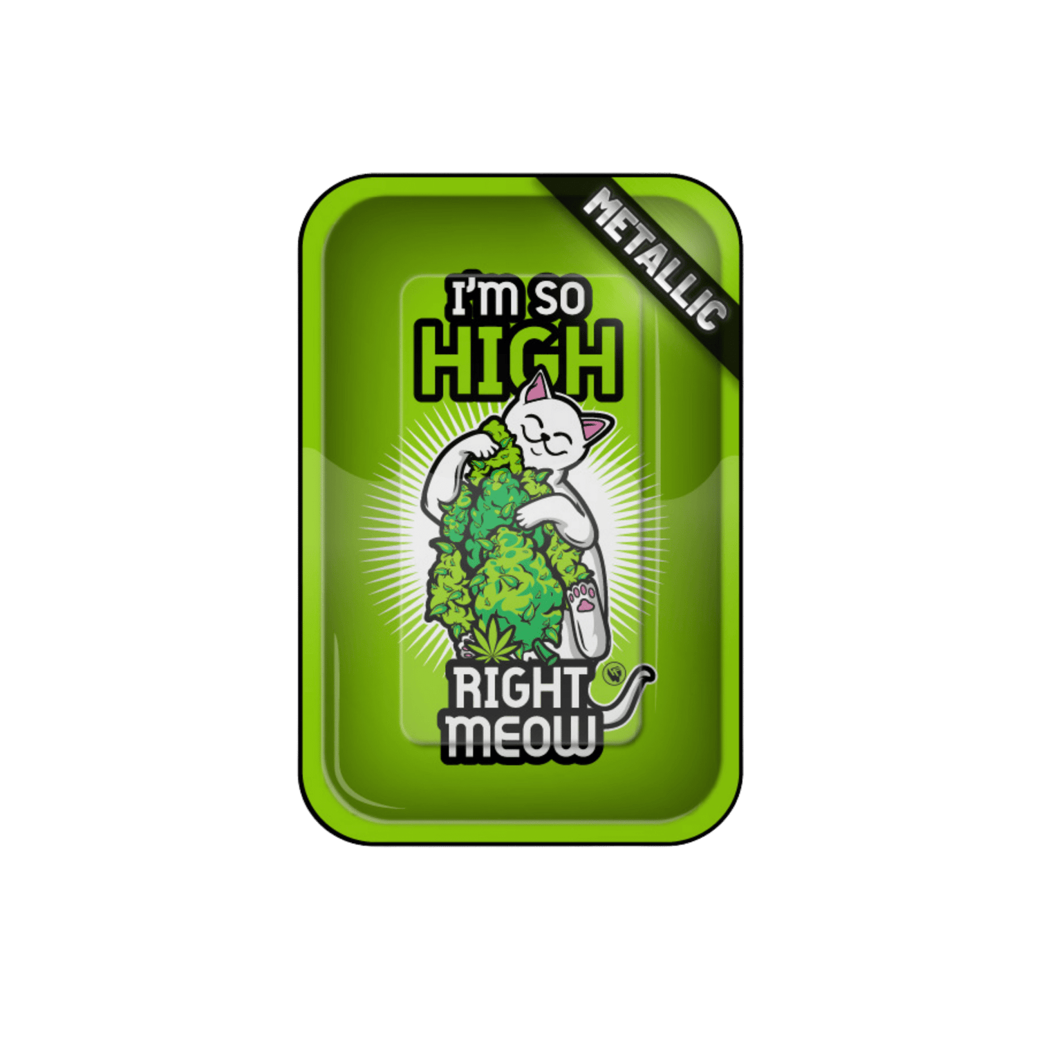 Fire-Flow Rolling Tray High Right Meow in Grün, 27,5×17,5 cm