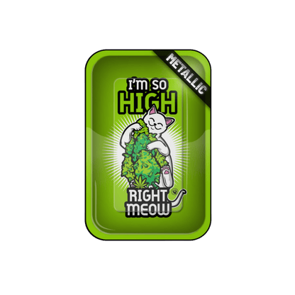 Fire-Flow Rolling Tray High Right Meow in Grün, 27,5×17,5 cm