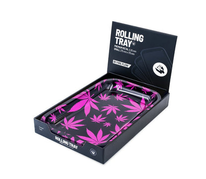 Rolling Tray Leaves Pink von FIRE-FLOW, zweite Ansicht, Metall-Tablett