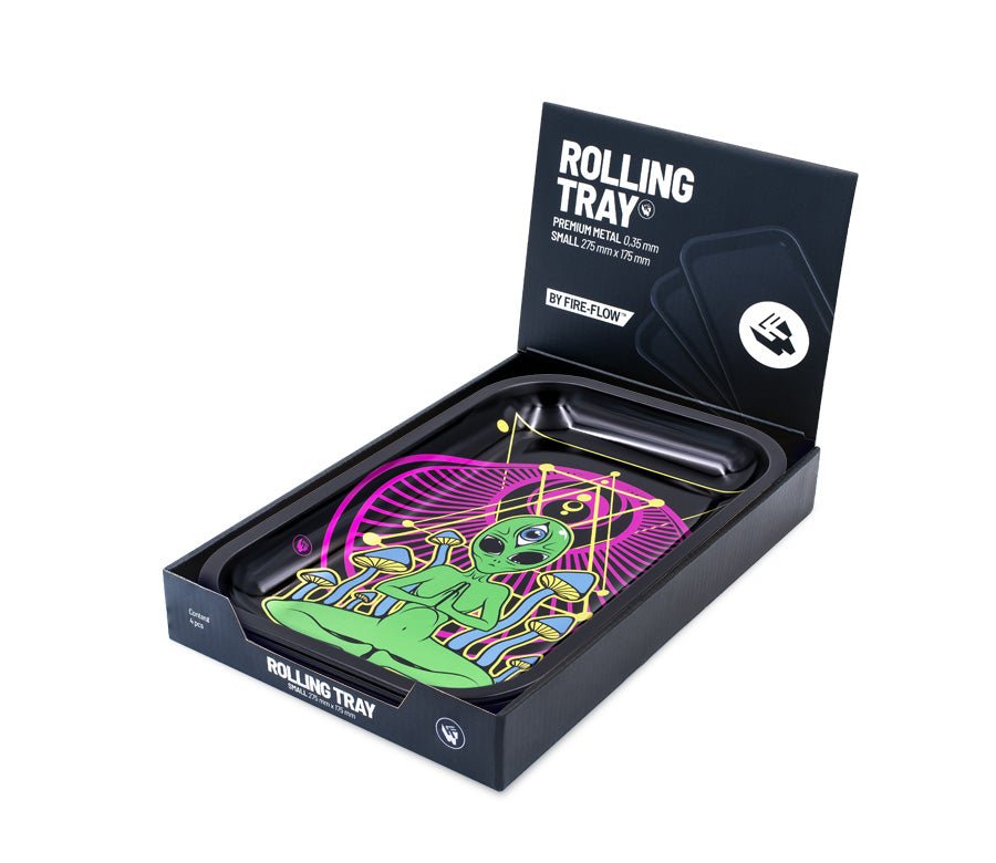 Fire-Flow Rolling Tray Trippy Alien in Verpackung, 27,5×17,5 cm