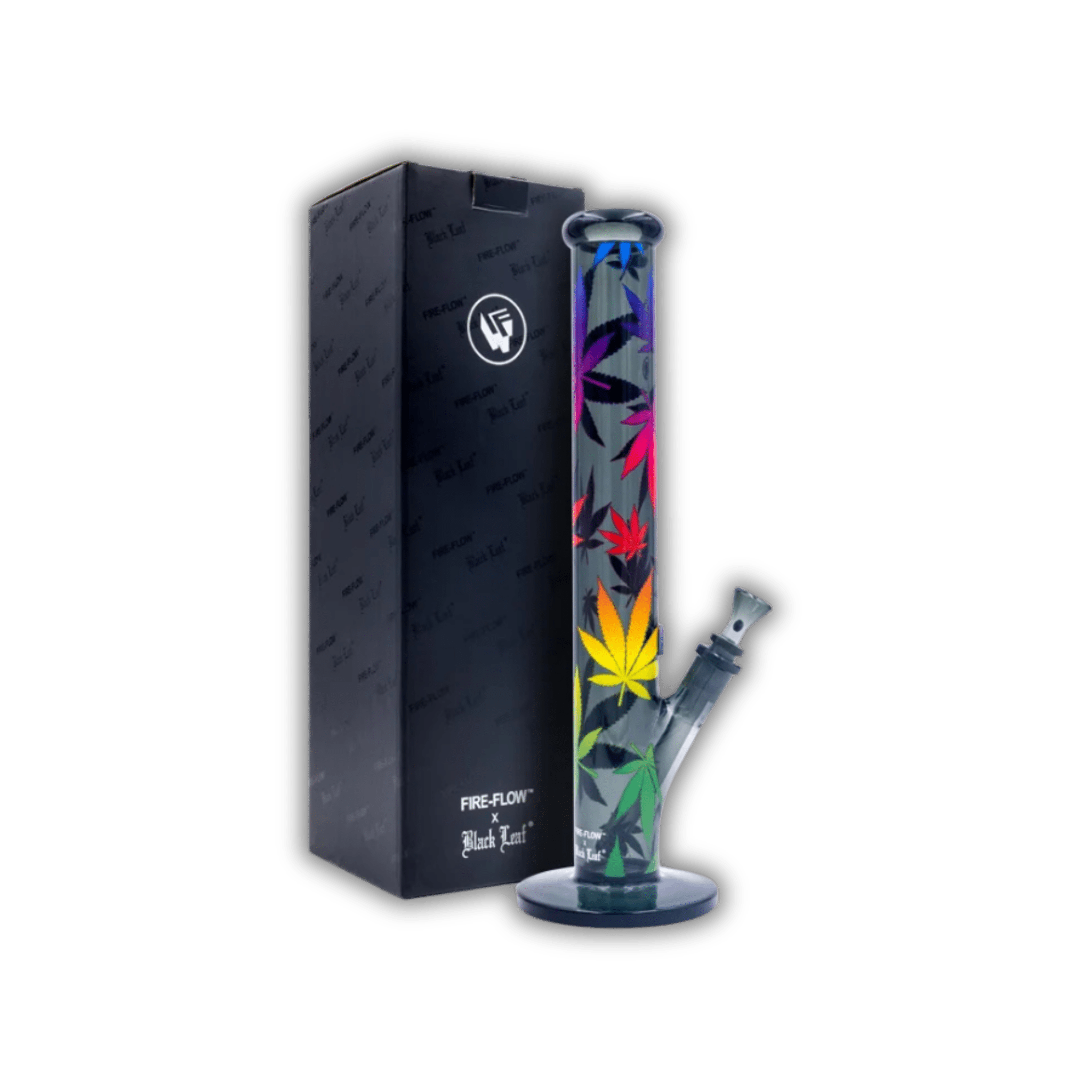 FIRE - FLOW x Black Leaf - Glas Bong - Leaves Gradient - 51mm - 40cm kaufen bei rauchwerk.ch
