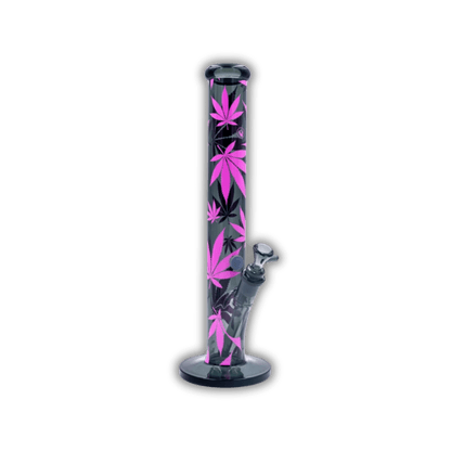 FIRE - FLOW x Black Leaf - Glas Bong - Leaves Pink - 51mm - 40cm kaufen bei rauchwerk.ch