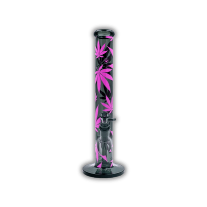 FIRE - FLOW x Black Leaf - Glas Bong - Leaves Pink - 51mm - 40cm kaufen bei rauchwerk.ch