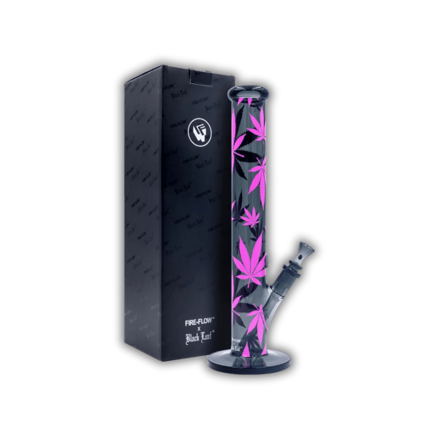 FIRE - FLOW x Black Leaf - Glas Bong - Leaves Pink - 51mm - 40cm kaufen bei rauchwerk.ch