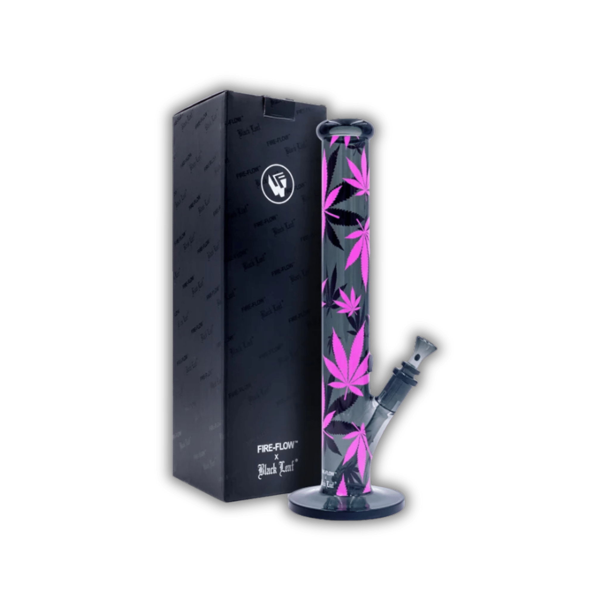 FIRE - FLOW x Black Leaf - Glas Bong - Leaves Pink - 51mm - 40cm kaufen bei rauchwerk.ch