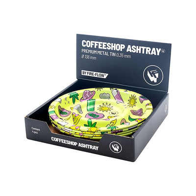 Display mit 4 Metall Aschenbechern Coffeeshop 420 Pattern
