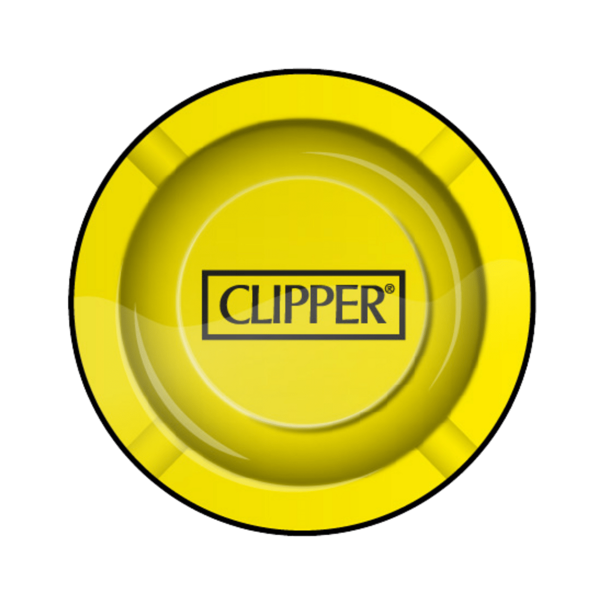Gelber Clipper Metall-Aschenbecher Ø 135 mm mit Logo