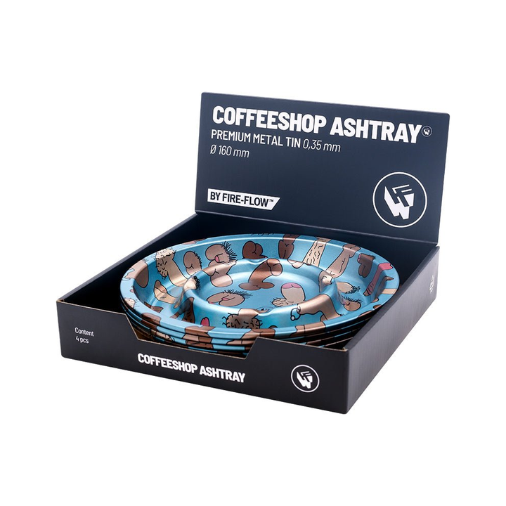 Display mit 4 FIRE-FLOW Coffeeshop Aschenbechern Ø 160 mm