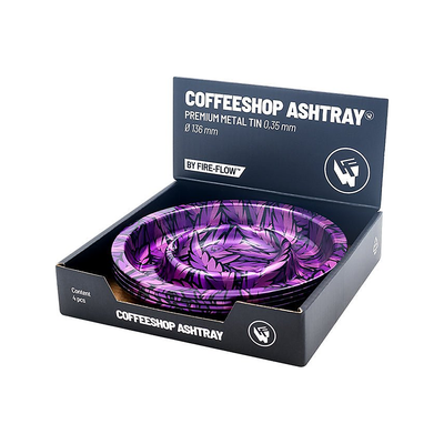 Display mit 4 FIRE-FLOW Coffeeshop Aschenbechern Leaves #33 Pink