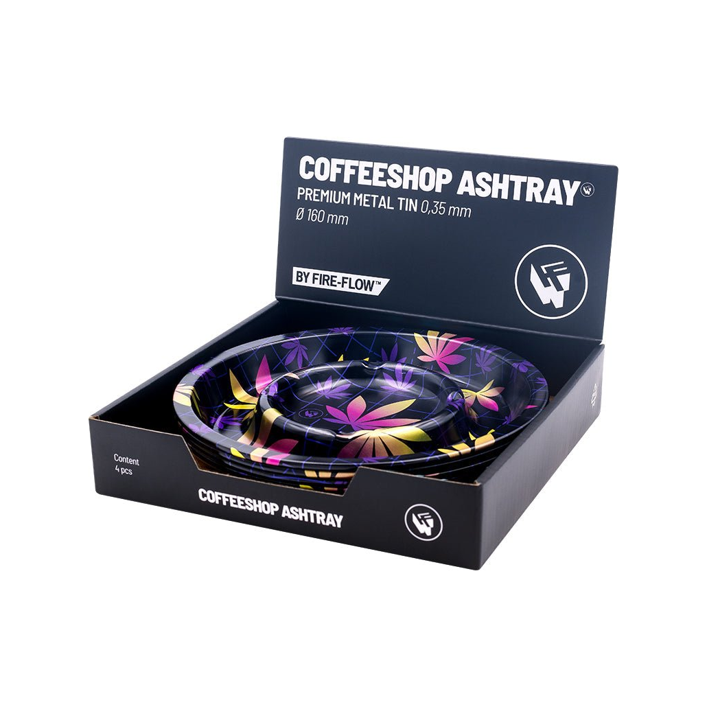 Display mit 4 FIRE-FLOW Coffeeshop Aschenbechern Ø 160 mm