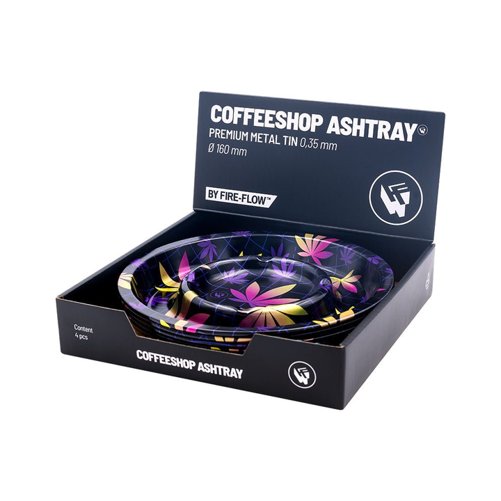 Display mit 4 FIRE-FLOW Coffeeshop Aschenbechern Ø 160 mm