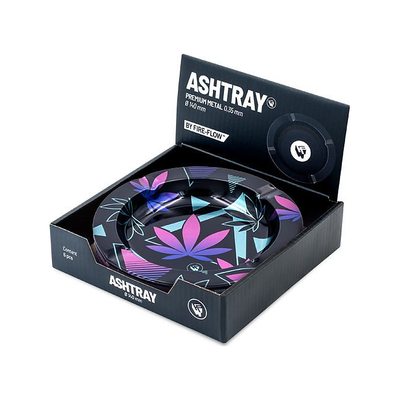Display mit 6 FIRE-FLOW Metall-Aschenbechern Leaves 37