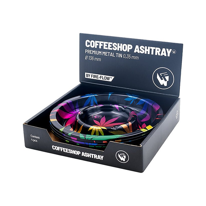 Display mit 4 FIRE-FLOW Coffeeshop Aschenbechern Leaves Gradient