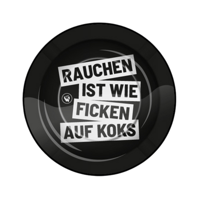 Metall-Aschenbecher Ø 135 mm mit Spruch-Motiv „Rauchen ist wie“