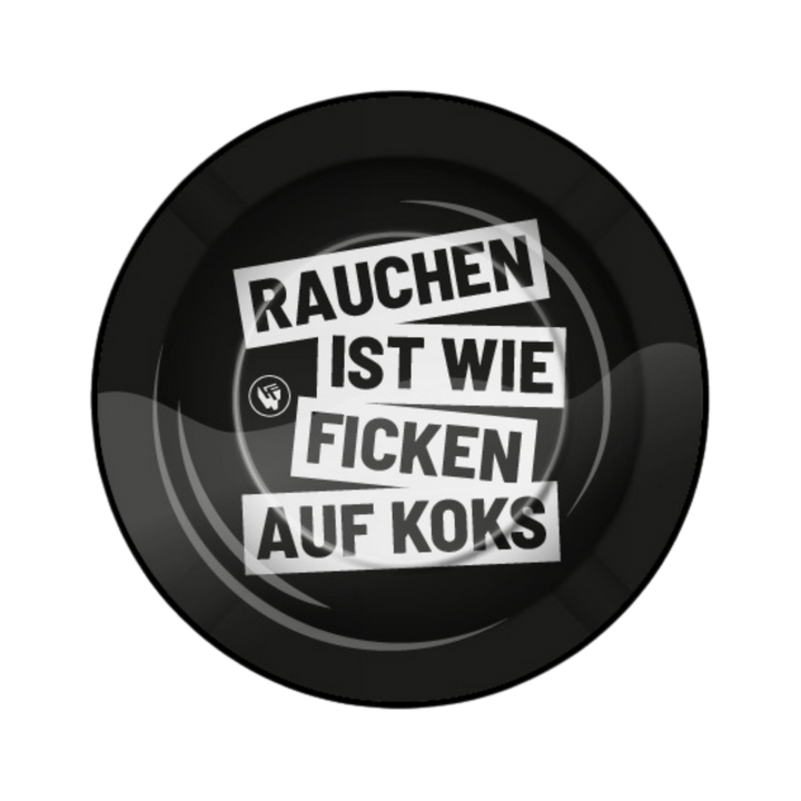 Metall-Aschenbecher Ø 135 mm mit Spruch-Motiv „Rauchen ist wie“