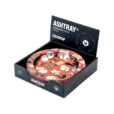 Display mit 6 FIRE-FLOW Metall-Aschenbechern Tittie Pattern