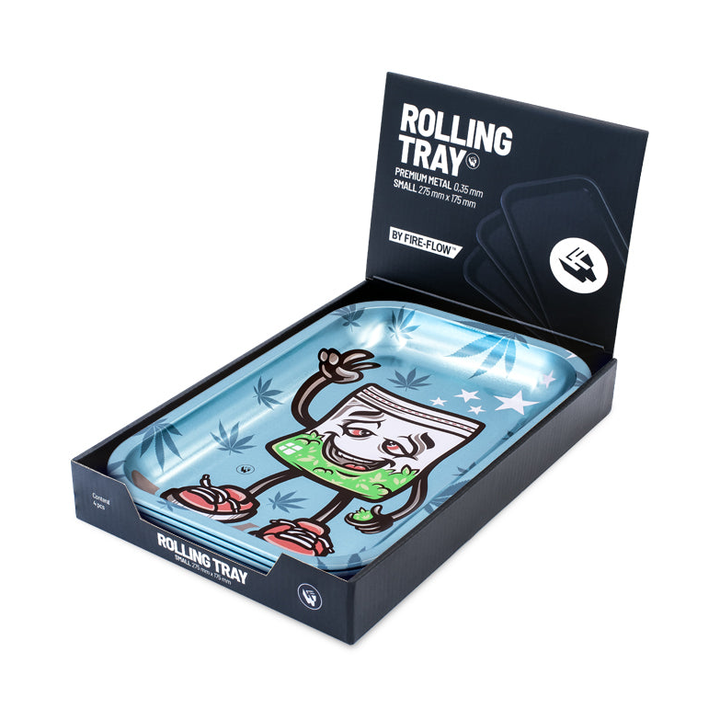 FireFlow Rolling Tray 420 Characters Metallschale im dunklen Display-Karton