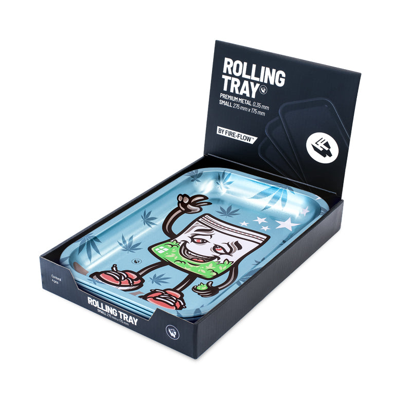 FireFlow Rolling Tray 420 Characters Metallschale im dunklen Display-Karton