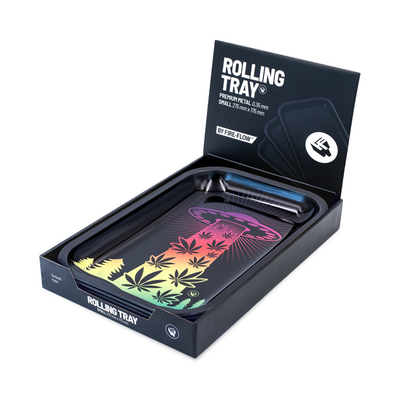 FireFlow Display geöffnet mit Rolling Tray 420 Ufo Gradient 27.5 x 17.5 cm
