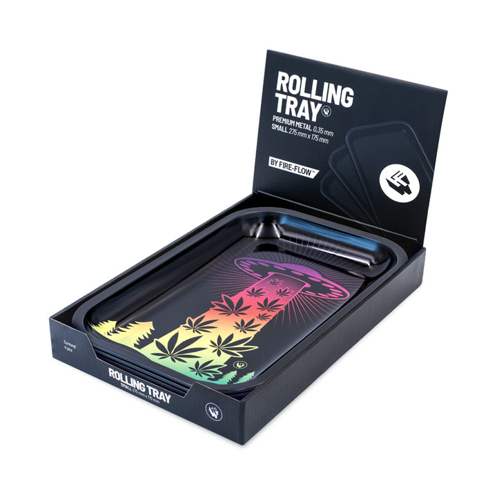 FireFlow Display geöffnet mit Rolling Tray 420 Ufo Gradient 27.5 x 17.5 cm