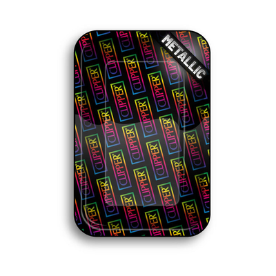 FireFlow Rolling Tray Clipper Logo schwarz mit Clipper-Schriftzügen in Regenbogenfarben