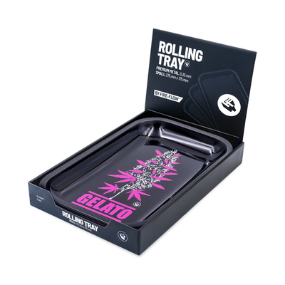 Gelato Mischschale in geöffneter schwarzer FireFlow Rolling Tray Displaybox