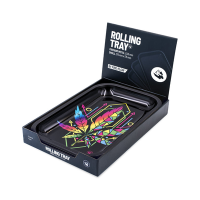 FireFlow Rolling Tray Geometrical Leaves in geöffneter Display-Box