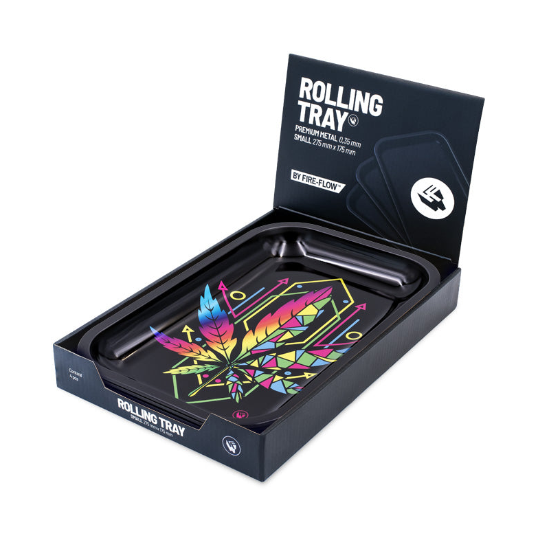 FireFlow Rolling Tray Geometrical Leaves in geöffneter Display-Box