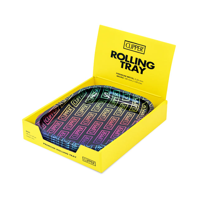 Clipper Gradient Rolling Tray in gelber Display-Verpackung geöffnet