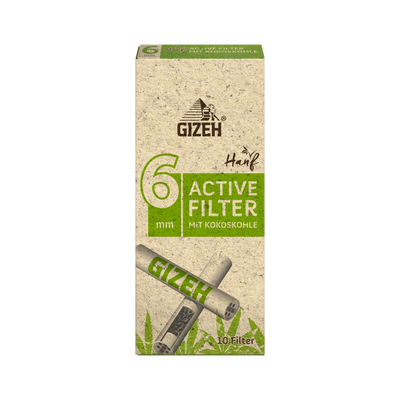 GIZEH 6 mm Hanf & Gras Aktivkohlefilter 10 Stück Box Slim