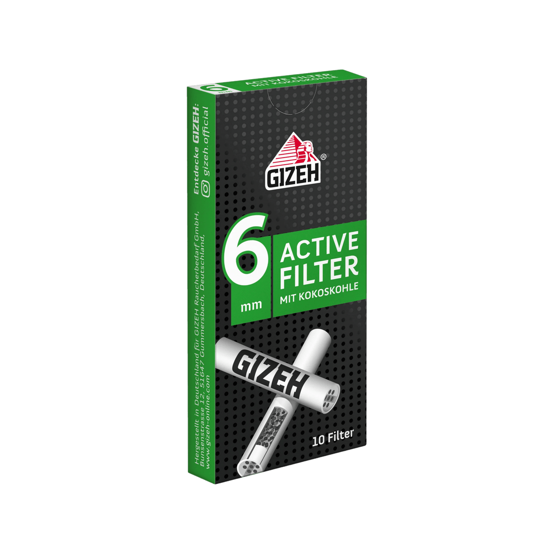 GIZEH - Active Filter 6mm - Black - 10 Stück kaufen bei rauchwerk.ch