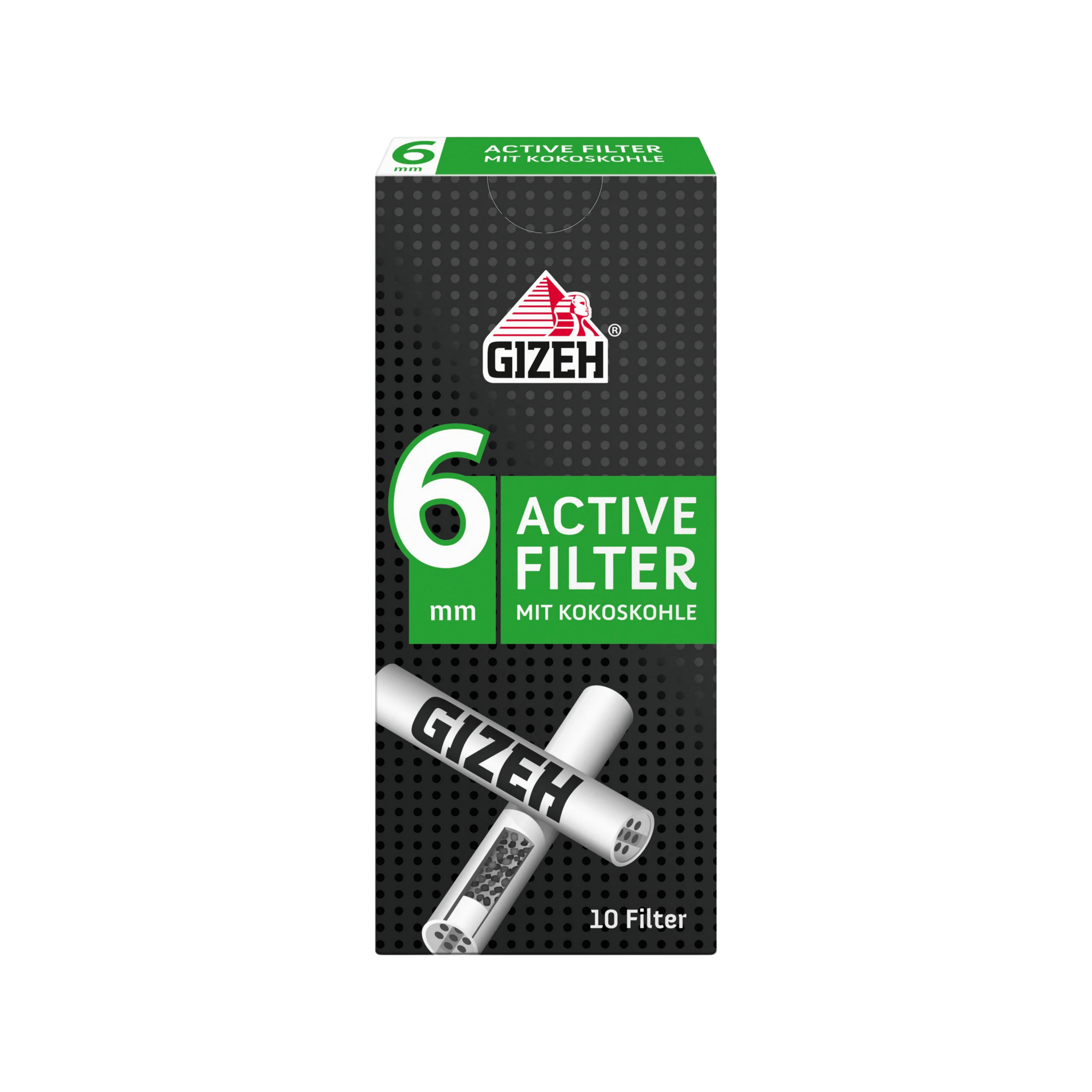 GIZEH - Active Filter 6mm - Black - 10 Stück kaufen bei rauchwerk.ch