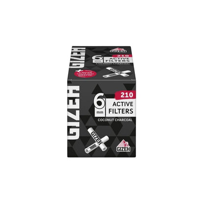 GIZEH - Active Filter 6mm - Black - Box - 210 Stück + Gratis Rolls Slim 5m kaufen bei rauchwerk.ch