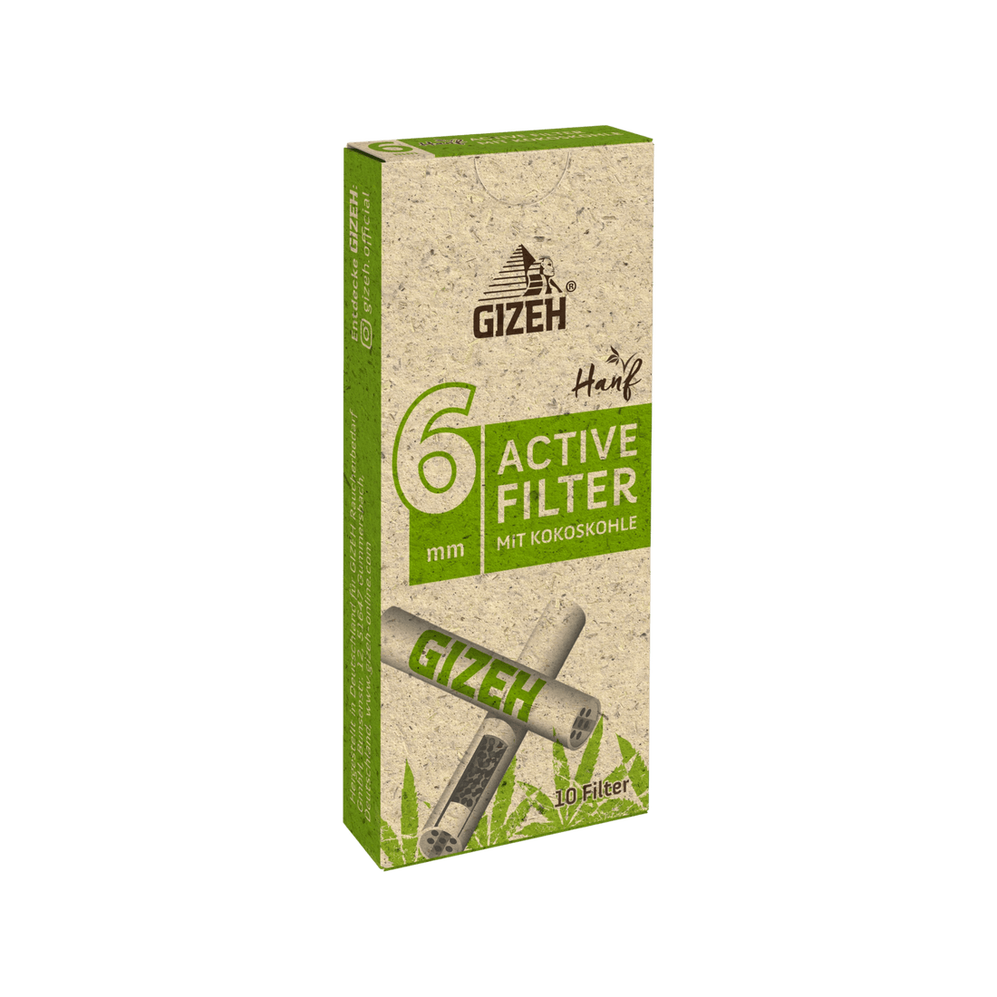 GIZEH - Active Filter 6mm - Hanf &amp; Gras - Box 10 Stück kaufen bei rauchwerk.ch