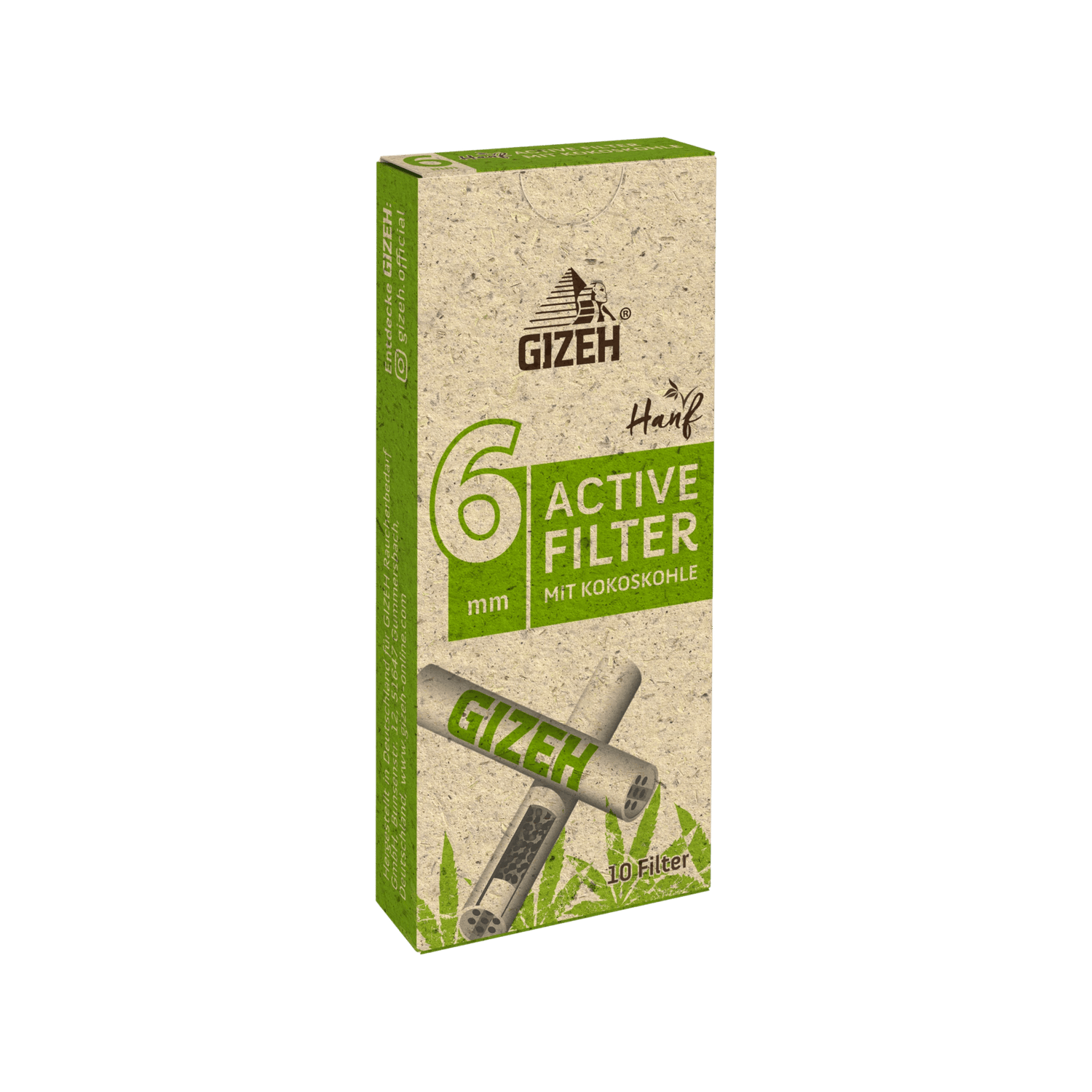 GIZEH - Active Filter 6mm - Hanf &amp; Gras - Box 10 Stück kaufen bei rauchwerk.ch