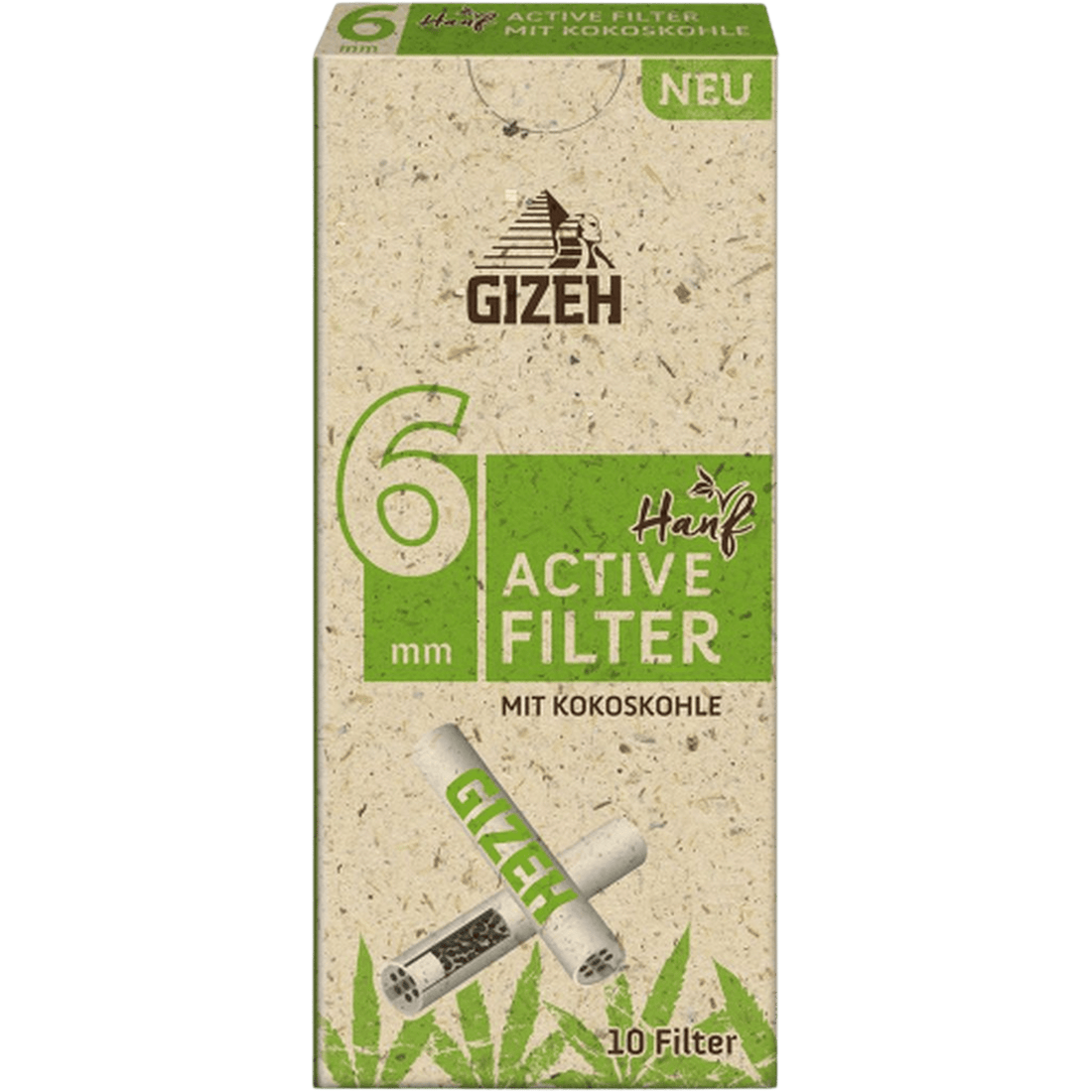 GIZEH - Active Filter 6mm - Hanf &amp; Gras - Box 10 Stück kaufen bei rauchwerk.ch