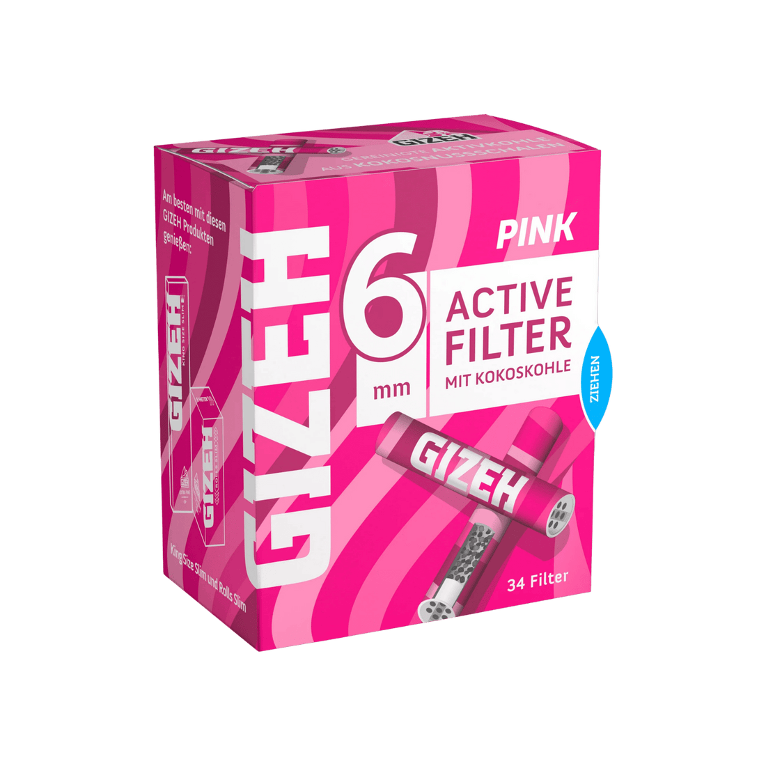 GIZEH - Active Filter 6mm - Pink - 34 Stück kaufen bei rauchwerk.ch
