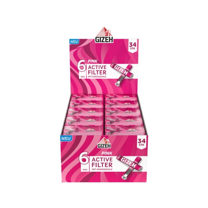 GIZEH - Active Filter 6mm - Pink - 34 Stück kaufen bei rauchwerk.ch
