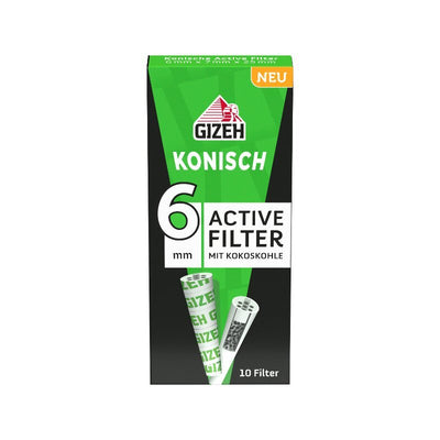 GIZEH konische Aktivkohlefilter Black 10 Stück Packung